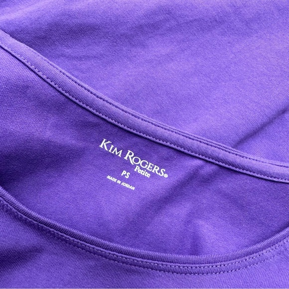 EUC Womens Kim Rogers Petite Small S Short Sleeve Shirt Blouse Top Purple - Picture 3 of 3
